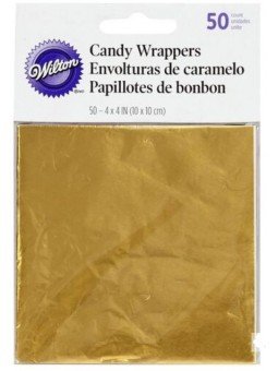Hoja Dorada Para Envoltorio Chocolate o Dulces 50 pzs 10x10 cm