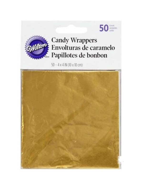 Hoja Dorada Para Envoltorio Chocolate o Dulces 50 pzs 10x10 cm