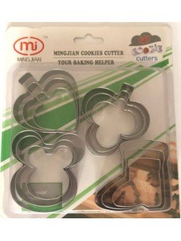 Cortadores de Galleta Trébol, Mouse, Bota Santa, Corazón Naipe