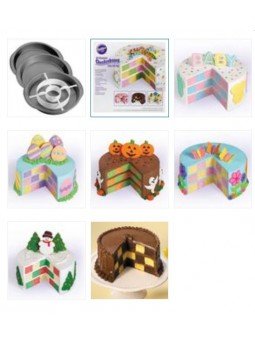 Juego de 3 Moldes Redondos Para Pastel Tablero de Ajedrez Wilton