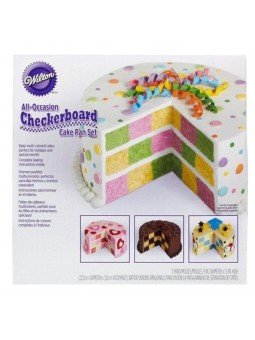 Juego de 3 Moldes Redondos Para Pastel Tablero de Ajedrez Wilton