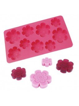 Molde De Silicón Para Chocolate O Gelatina Flores 9 Cav 22.5x12cm