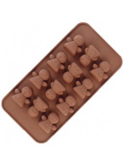 Molde Para Chocolate De Silicón Muñeco Emociones 12 Cav 23x11cm