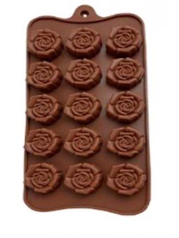 Molde Para Chocolate De Silicón Rosas 15 Cav 21x10cm