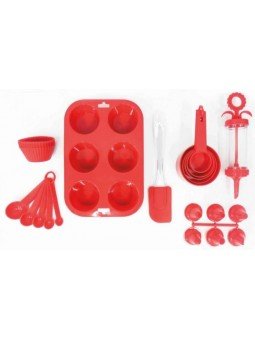 Set De Repostería Colors: Molde Silicón Muffins, Capacillos, Tazas y Cucharas Medidoras Y Jeringa Decoradora