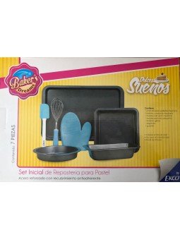 Set Moldes Antiadherentes Ekco, Guante De Silicón, Batidor y Espátula Miserable 7 pzs