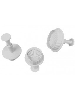 Cortador Fondant Conchas De Mar Eyector 4, 3 y 2.5cm 3 Pzs