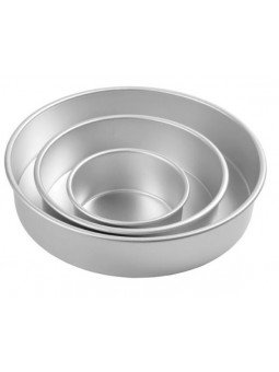 Moldes Redondos Para Pastel 15, 25 y 35X7.5 cm Aluminio Anonizado 3 Pzs