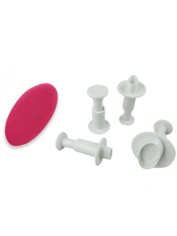 Cortador Fondant  Óvalo Expulsor 4 Pzs Medidas: .5, 1, 1.5 y 2.5cm