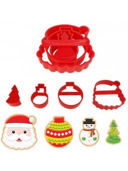 Juego De Cortadores Galleta Plastico Navidad 4 Pz