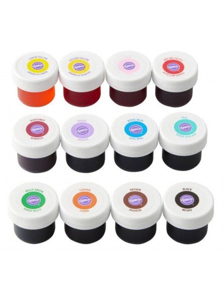 Juego 12 Colorantes Para Glaseado Wilton 14 grms cada bote