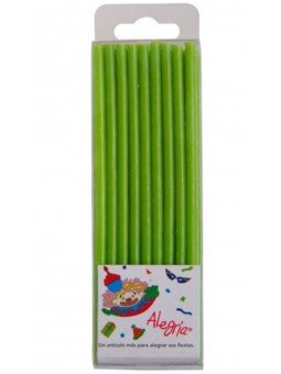 Velitas Largas Delgadas Para Pastel Verde 36 pzs