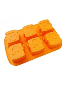 Molde De Silicón Pastelitos Caritas De Frankenstein 6 Cavidades 6x6cm