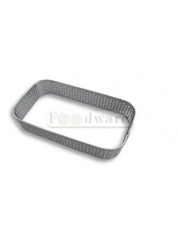 Aro Para Tartaleta Perforado Rectángulo Acero Inoxidable  9X5 cm