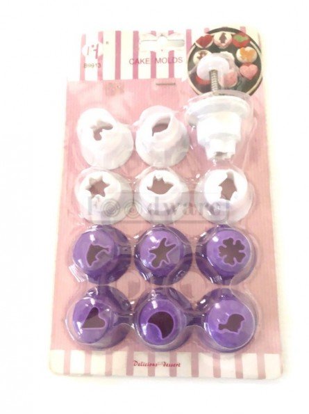 Cortadores Fondant Animalitos y Figuras Geométricas Con Eyector Intercabiable 13 pzs