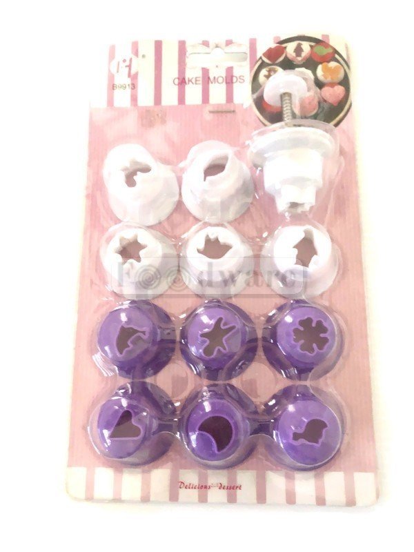 Cortadores Fondant Animalitos y Figuras Geométricas Con Eyector Intercabiable 13 pzs