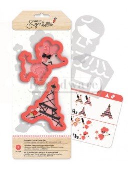Cortadores De Galleta Torre Eiffel y Perrito Con 4 Esténciles