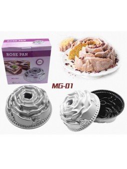 Molde Rosa Para Pastel Aluminio Premium Con Antiadherente 25 cm