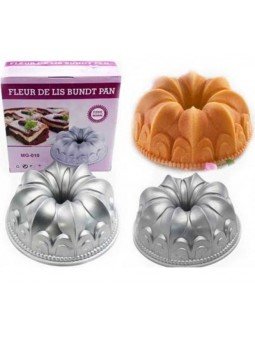 Molde Flor De Lis Para Pastel Aluminio Premium Con Antiadherente 25 cm