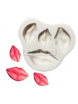 Molde De Silicón Fondant Labios 4 Cavidades 7x8cm