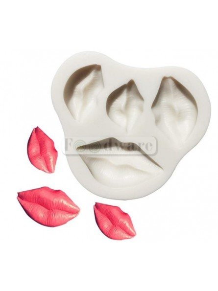 Molde De Silicón Fondant Labios 4 Cavidades 7x8cm