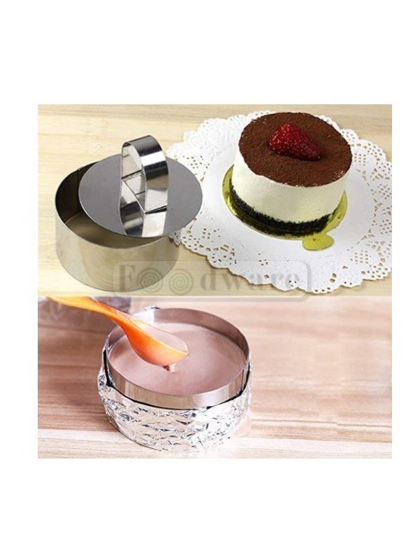 Aro Para Mousse Redondo 2 Pzs + Prensa 10 y 8 cm Altura 4 cm Acero Inox Aro Para Mousse Redondo 2 Pzs + Prensa 10 y 8 cm Altura 4 cm Acero Inox