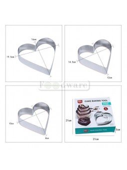 Aro Para Mousse Corazón 3 pzs 10, 15 y 20cm Altura 4.5cm