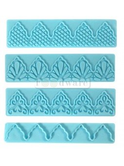 Moldes Relieve Listones Encaje Para Fondant 4 pzs De Plástico 14x3.5cm