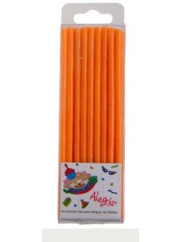 Vela Para Pastel Larga Delgada Naranja 36 pzs