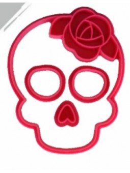 Cortador Galleta Catrina Tocado Con Flor Rosa 4 pzs 9x7.5cm