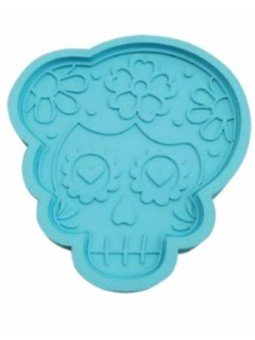 Molde Silicón Catrina Fondant Peinado De Flores 9x9cm