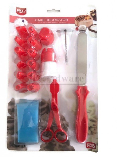 Kit Repostería: 12 Duyas De Plástico, Cople Gira Rápido, Tapa, Clavo, Tijeras Para Flores, Espátula y Manga de Silicón