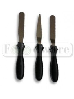 Espátulas Pasteleras Cortas De Acero Con Mango de Plástico 3 pzs