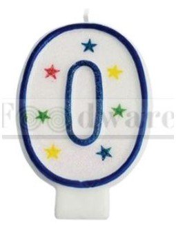 Vela Para Pastel De Número Estrellas Contorno Azul Con Brillos