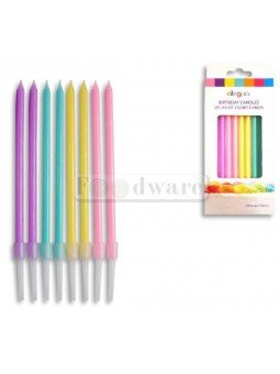 Vela Para Pastel Con Base Morada Azul Rosa 11Cm 8Pz