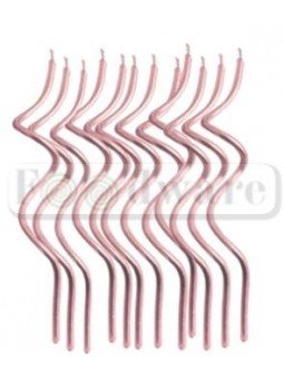 Vela Para Pastel Espagueti Rosa Perlado 13 Cm 12 Pzs