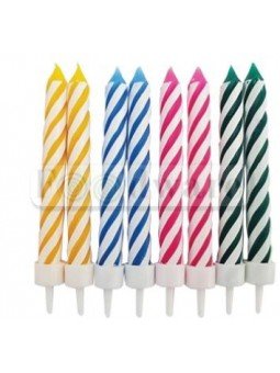 Vela Para Pastel Caramelo Colores Con Base 8 Cm 12 Pzs