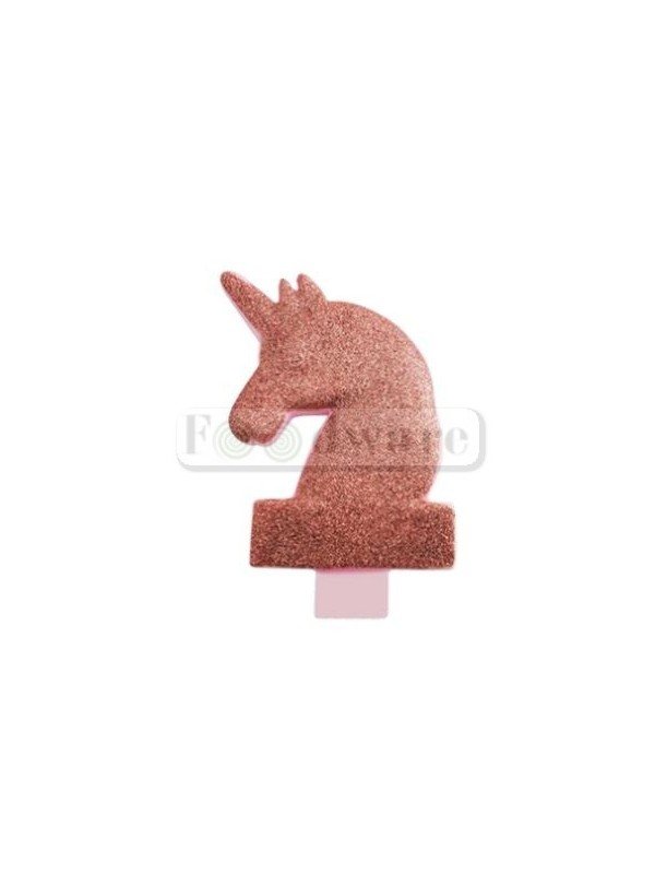 Vela Para Pastel Unicornio Rosa Diamantina 7X11 Cm 1 Pz