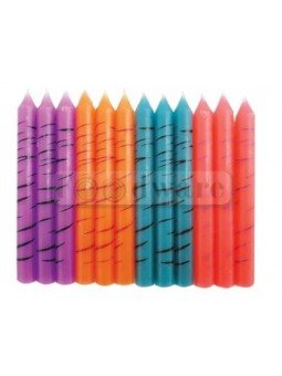 Vela Para Pastel Animal Print Colores Neón 6.5 Cm 12 Pzs