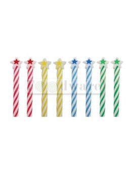 Vela Para Pastel Caramelo Estrella Colores 6.4 Cm 8 Pzs