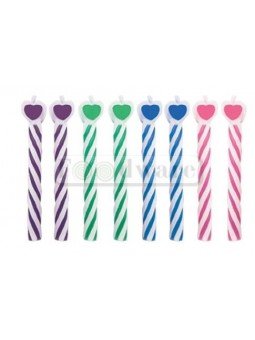 Vela Para Pastel Caramelo Corazones Colores 6.4 Cm 8 Pzs