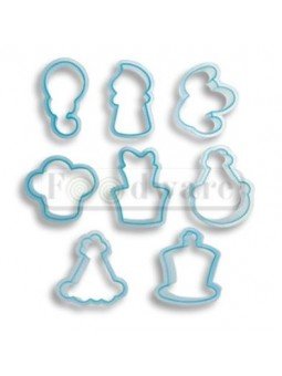 Cortadores De Galleta De Plástico: Gorrito, Globo, Vela, Serpentina, Pastelito Y Regalo 8X8 Cm 8 Pzs