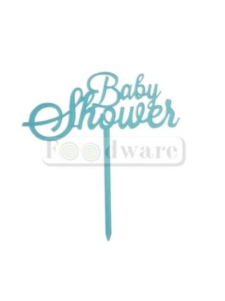 Cake Topper Decoración Para Pastel De Acrílico Mensaje "Baby Shower" Color Azul Con Brillos 18X8 Cm
