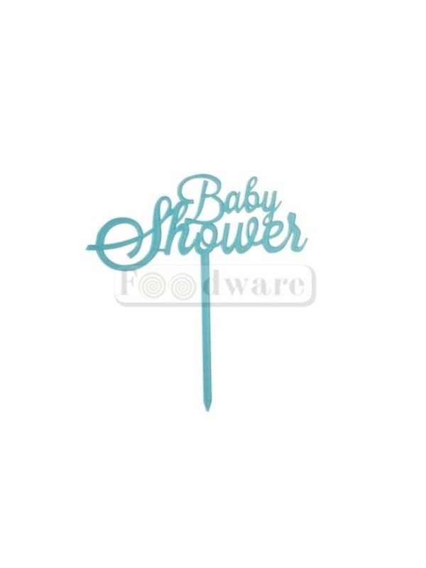 Cake Topper Decoración Para Pastel De Acrílico Mensaje "Baby Shower" Color Azul Con Brillos 18X8 Cm