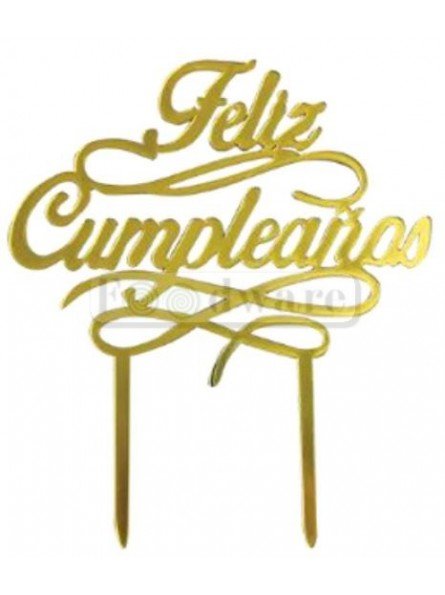 Cake Topper Decoración Para Pastel De Acrílico Feliz Cumpleaños Dorado Listo