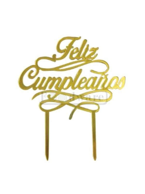 Cake Topper Decoración Para Pastel De Acrílico Feliz Cumpleaños Dorado Listo