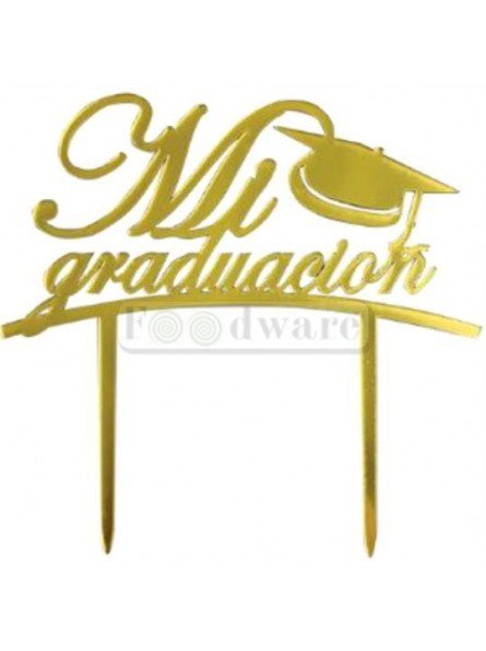 Cake Topper Decoración Para Pastel De Acrílico Mi Graduacion Dorado 15X8Cm