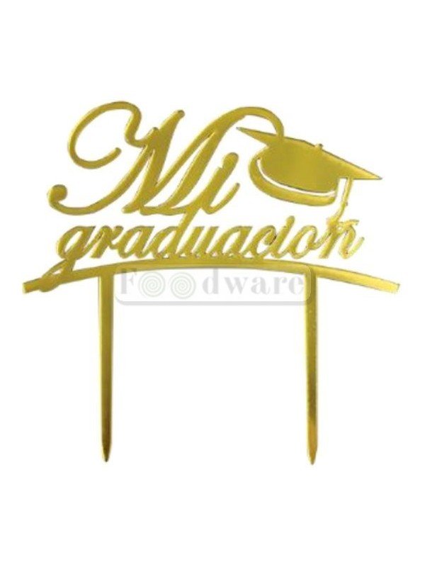 Cake Topper Decoración Para Pastel De Acrílico Mi Graduacion Dorado 15X8Cm