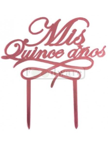 Cake Topper Decoración Para Pastel De Acrílico Mis Quince Años Rosa Metalico