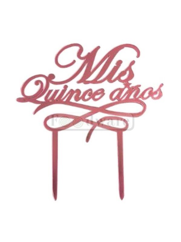 Cake Topper Decoración Para Pastel De Acrílico Mis Quince Años Rosa Metalico